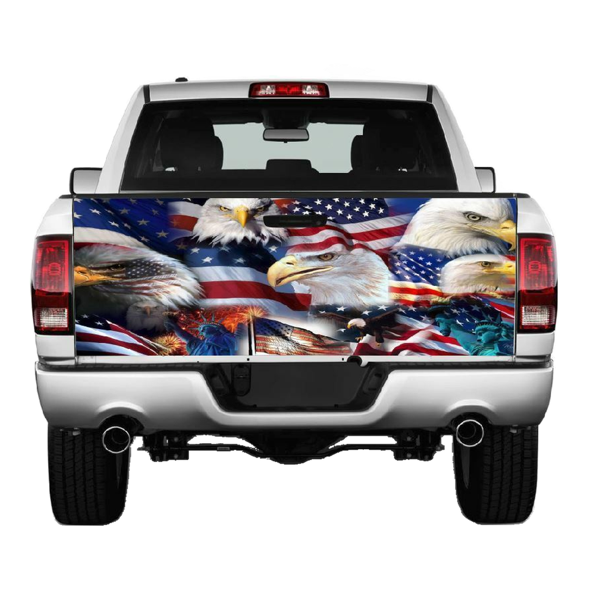 Patriotic Bald Multi Eagle Tailgate Wrap Vinyl Graphic Decal Sticker product photo