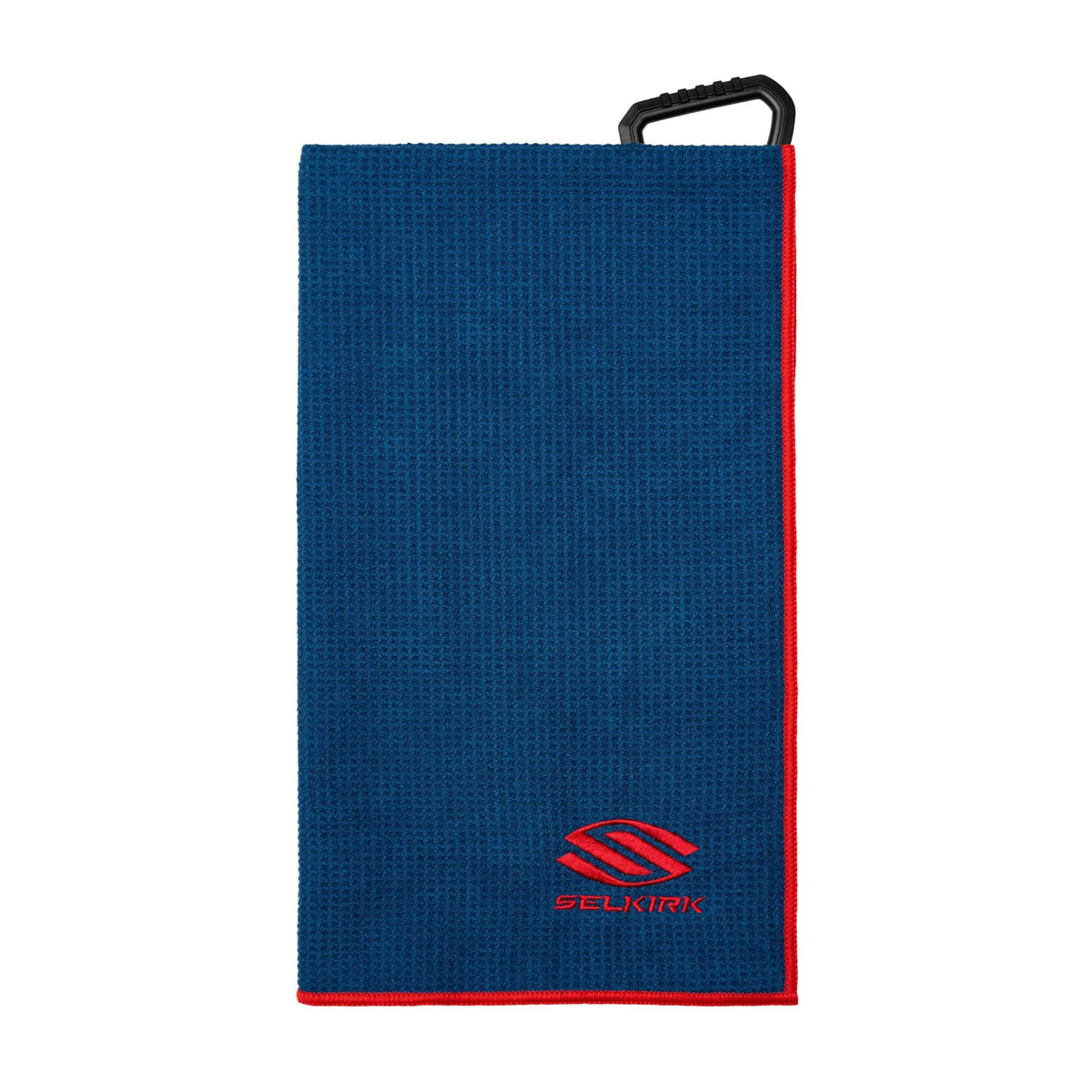 Selkirk Sport players’ pickleball towel set with textured fabric, stitched edges, and attached clip, shown in a stacked arrangement.