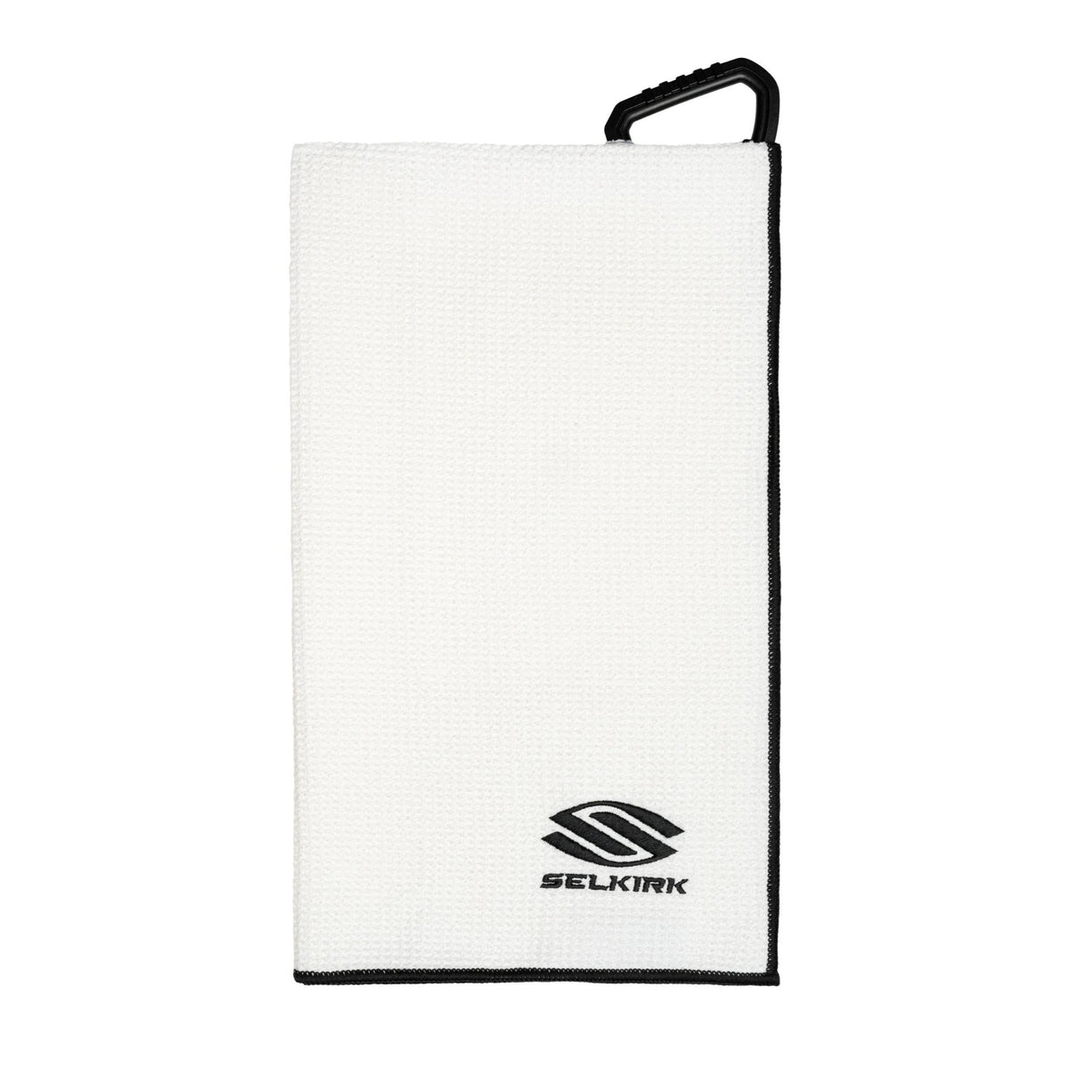 Selkirk Sport players’ pickleball towel set with textured fabric, stitched edges, and attached clip, shown in a stacked arrangement.