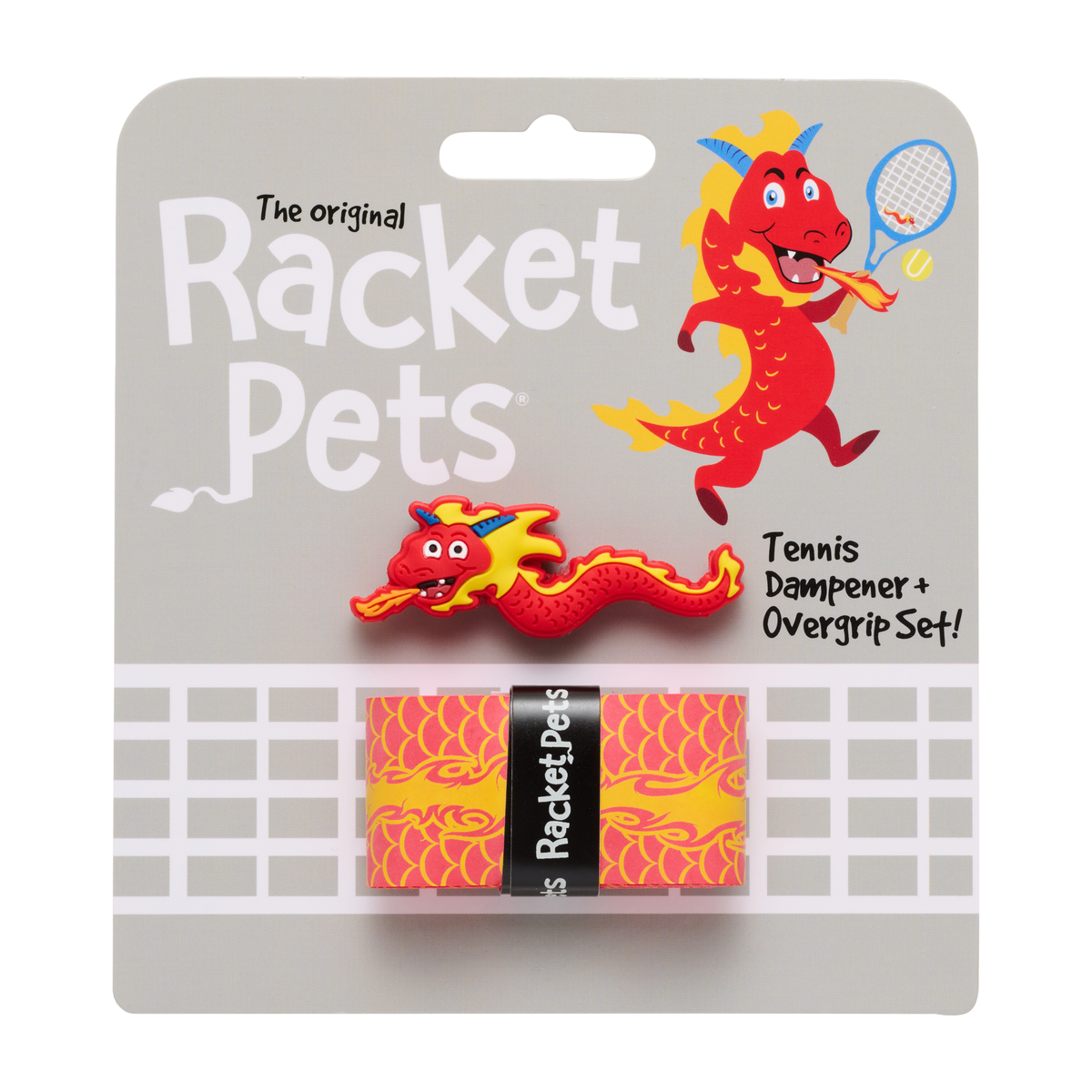 Racket Pets Tennis Overgrip and Dampener Set in Dragon - package front view