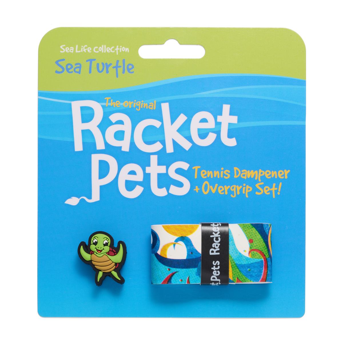 Racket Pets Tennis Overgrip and Dampener Set in Sea Turtle - package front view