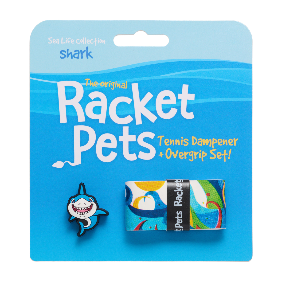Racket Pets Tennis Overgrip and Dampener Set in Shark - package front view