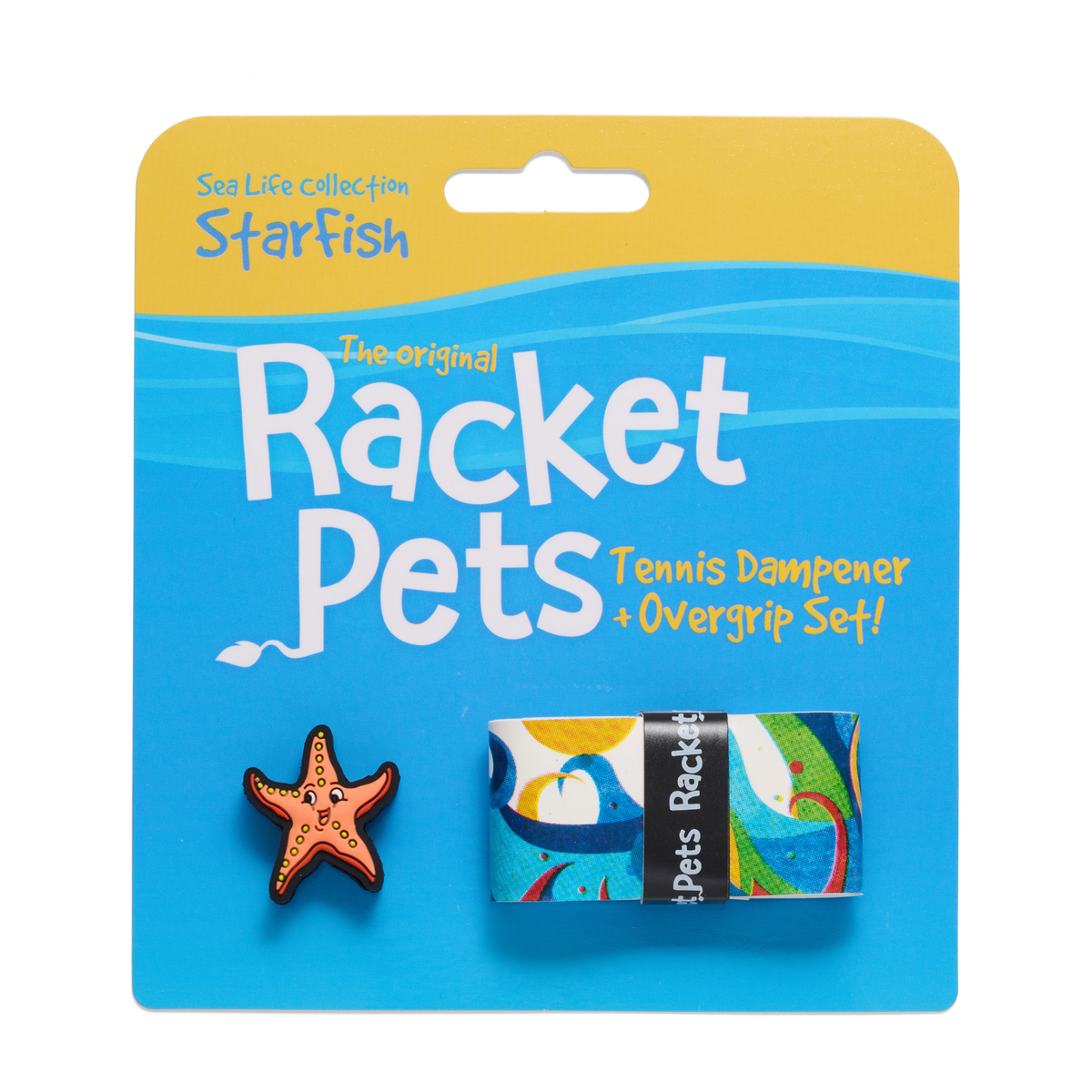 Racket Pets Tennis Overgrip and Dampener Set in Starfish - package front view