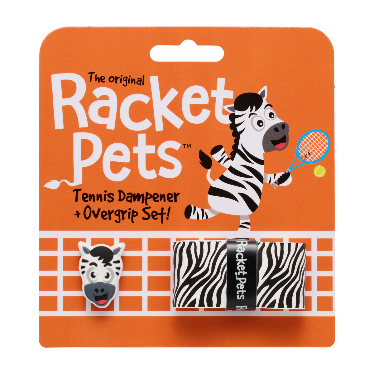 Racket Pets Tennis Overgrip and Dampener Set in Zebra - package front view