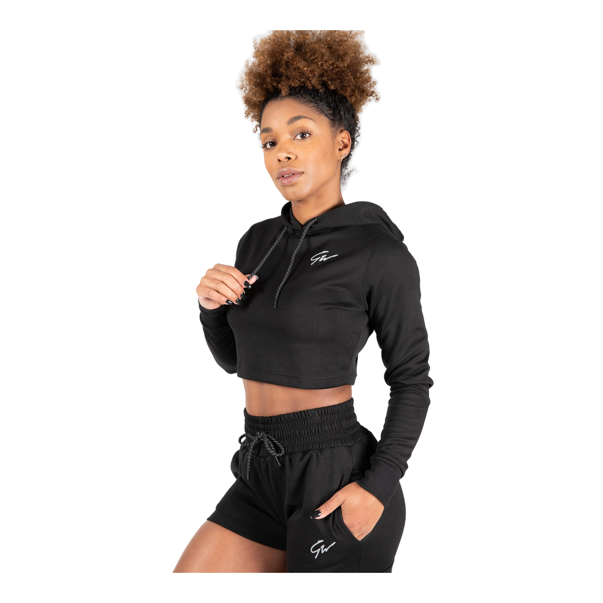 Pixley Crop Top Hoodie - Black product photo