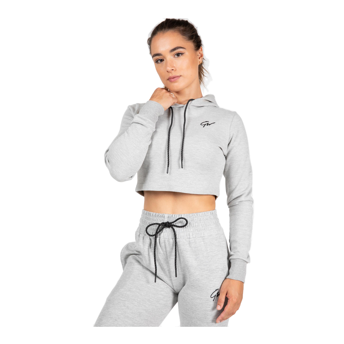 Pixley Crop Top Hoodie - Gray product photo
