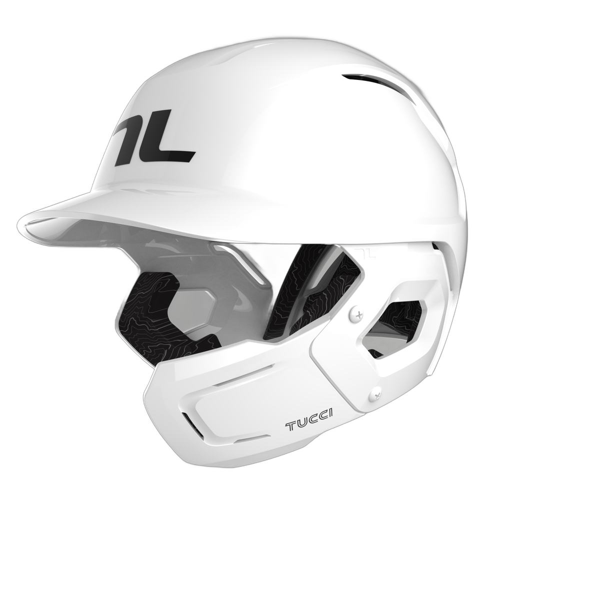 TUCCI Potenza Batting Helmet with Jaw Guard in Gloss White