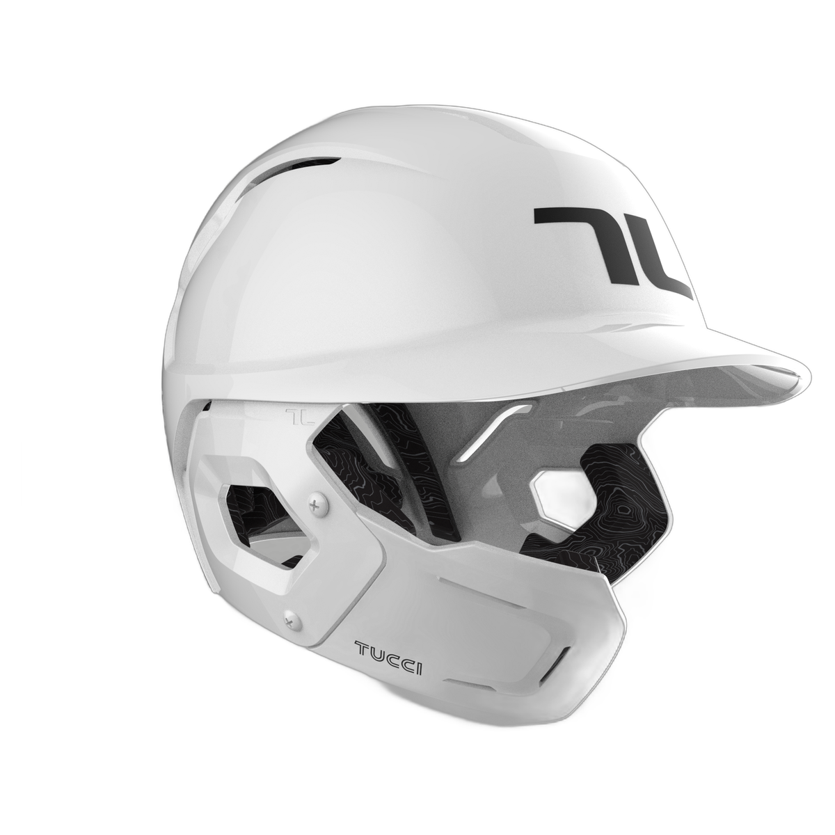 TUCCI Potenza Batting Helmet with Jaw Guard in Gloss White