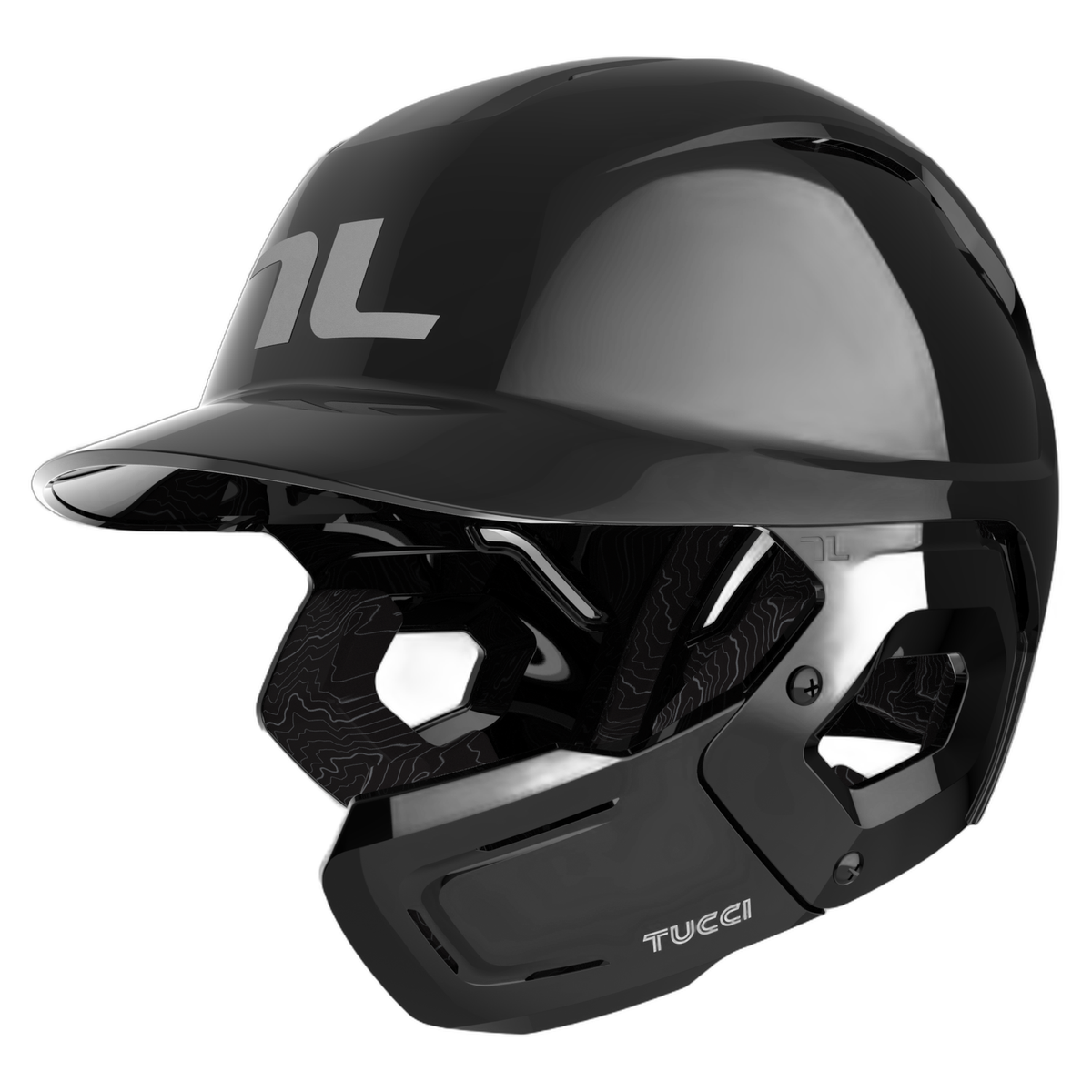 TUCCI Potenza Batting Helmet with Jaw Guard in Gloss Black