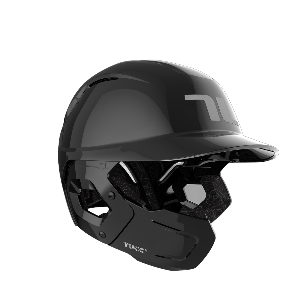 TUCCI Potenza Batting Helmet with Jaw Guard in Gloss Black