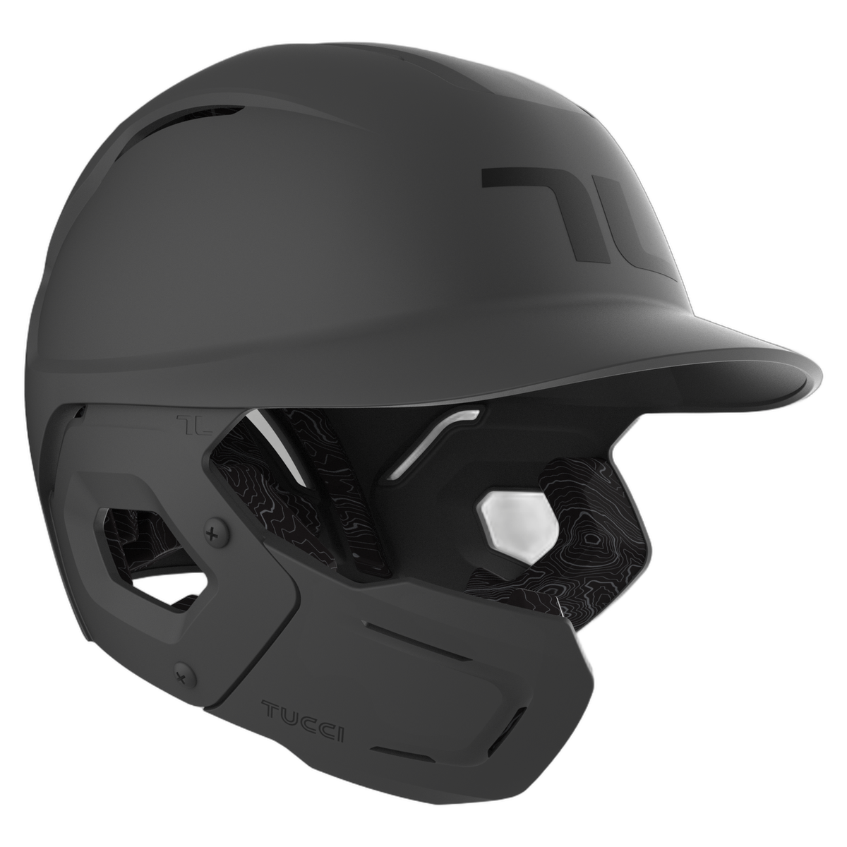 TUCCI Potenza Batting Helmet with Jaw Guard in Matte Gray