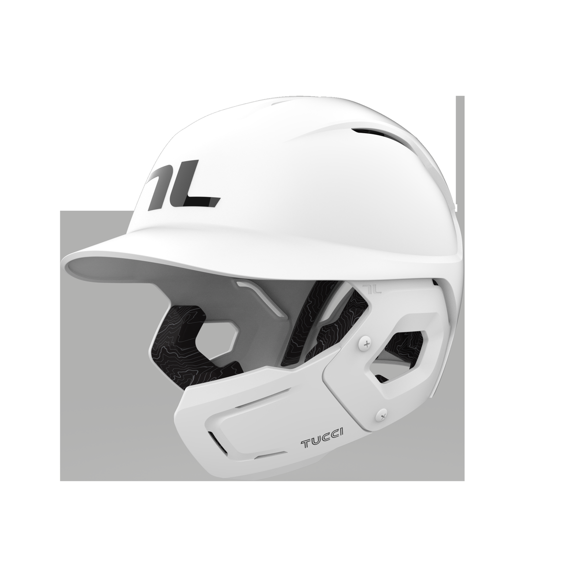 TUCCI Potenza Batting Helmet with Jaw Guard in Matte White