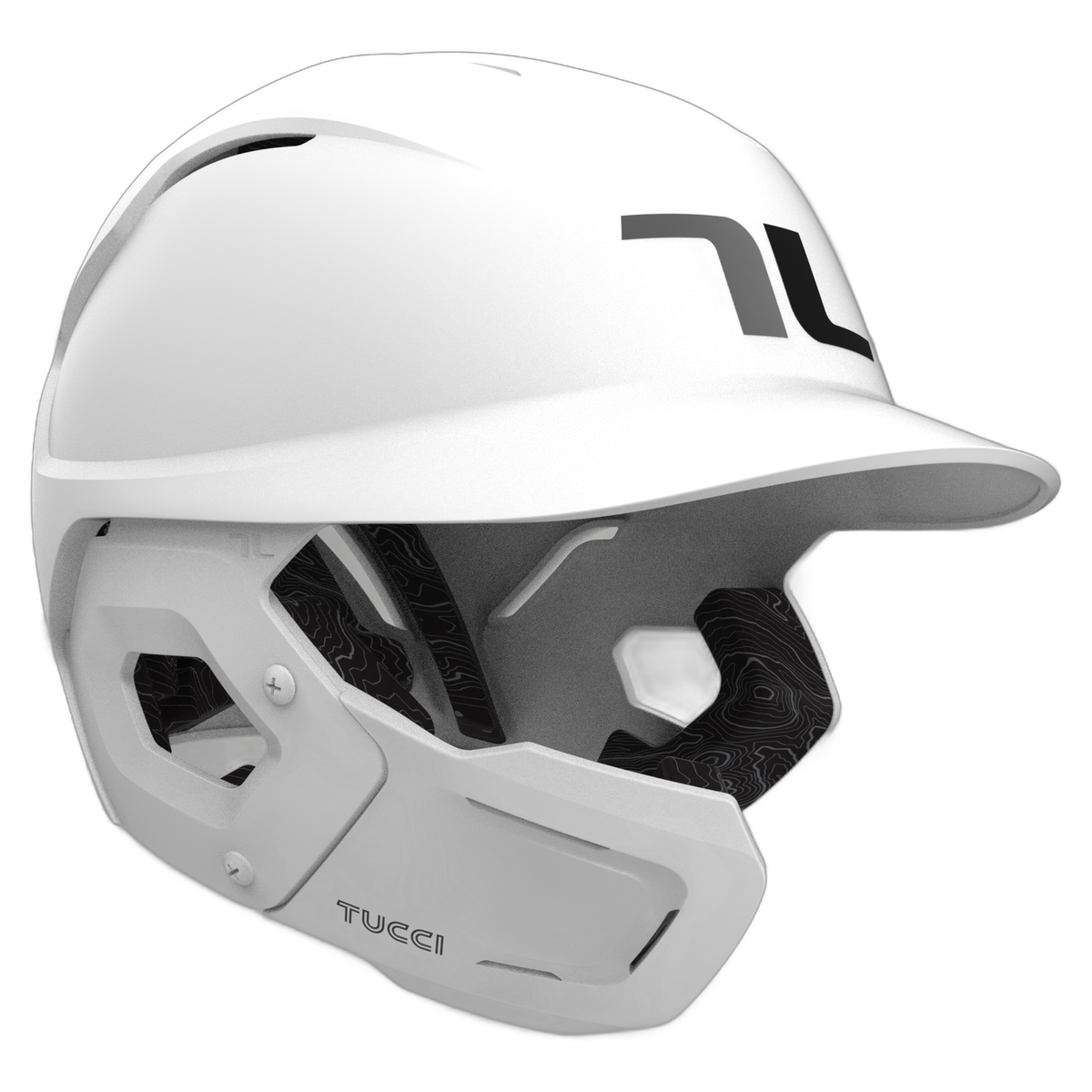 TUCCI Potenza Batting Helmet with Jaw Guard in Matte White