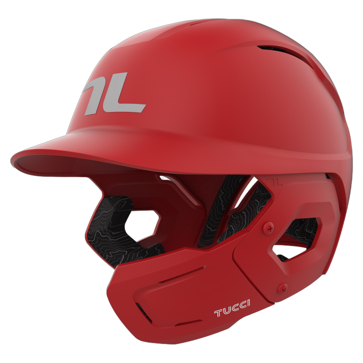 TUCCI Potenza Batting Helmet with Jaw Guard in Matte Scarlet