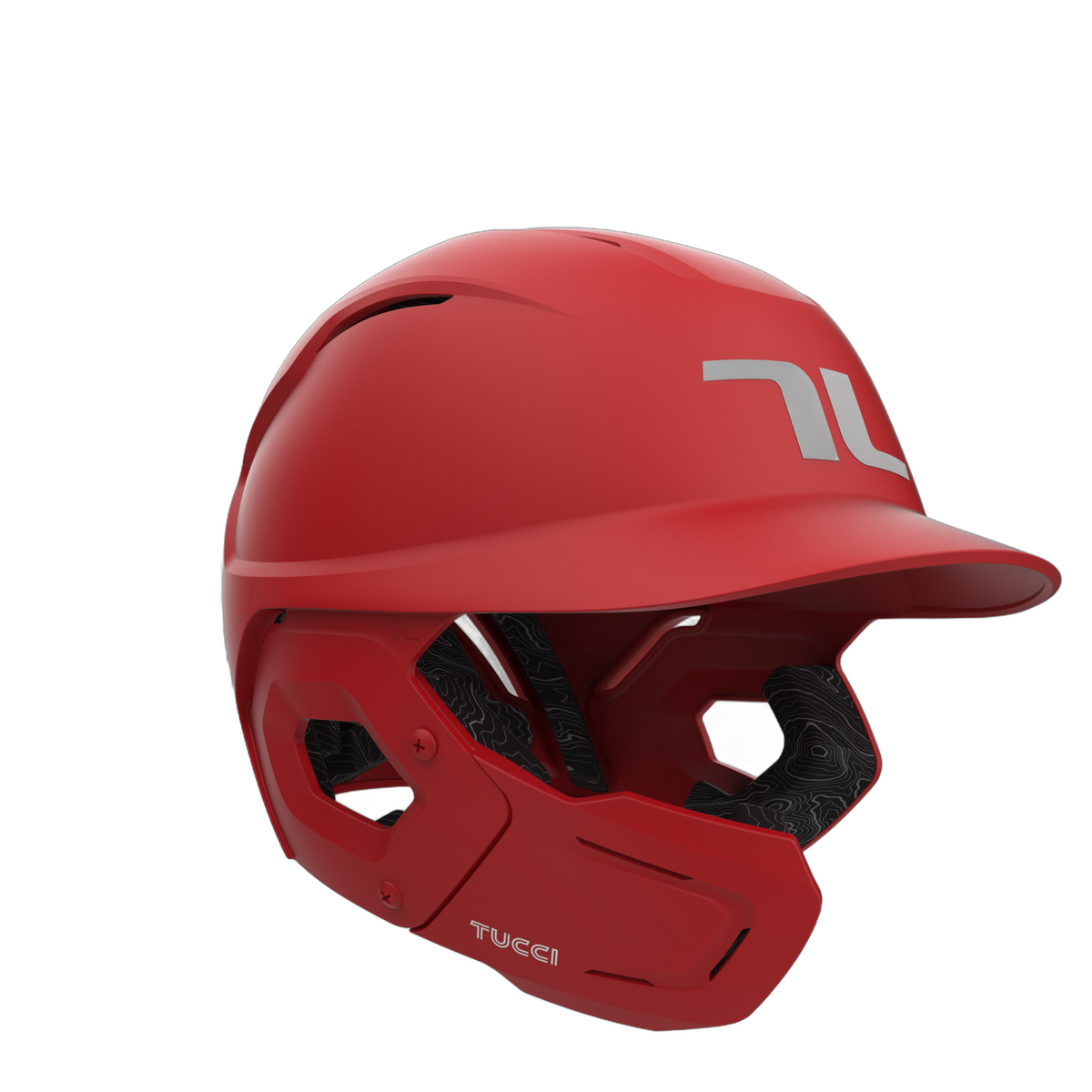 TUCCI Potenza Batting Helmet with Jaw Guard in Matte Scarlet