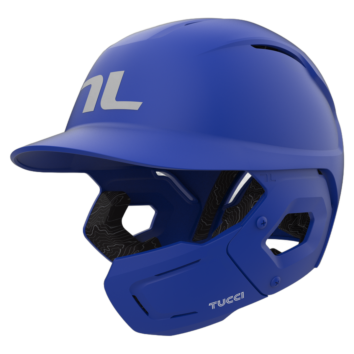 TUCCI Potenza Batting Helmet with Jaw Guard in Matte True Royal Blue