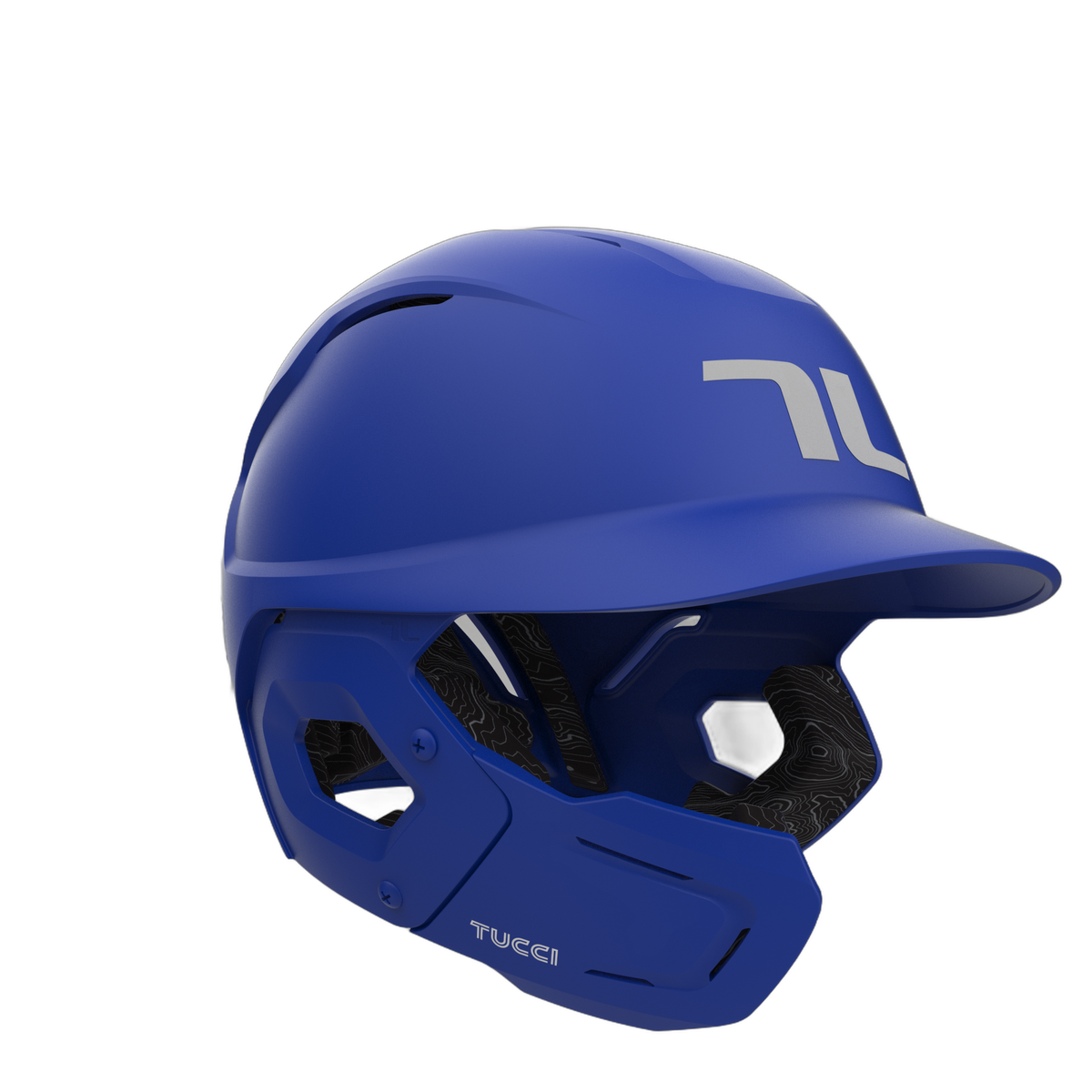 TUCCI Potenza Batting Helmet with Jaw Guard in Matte True Royal Blue