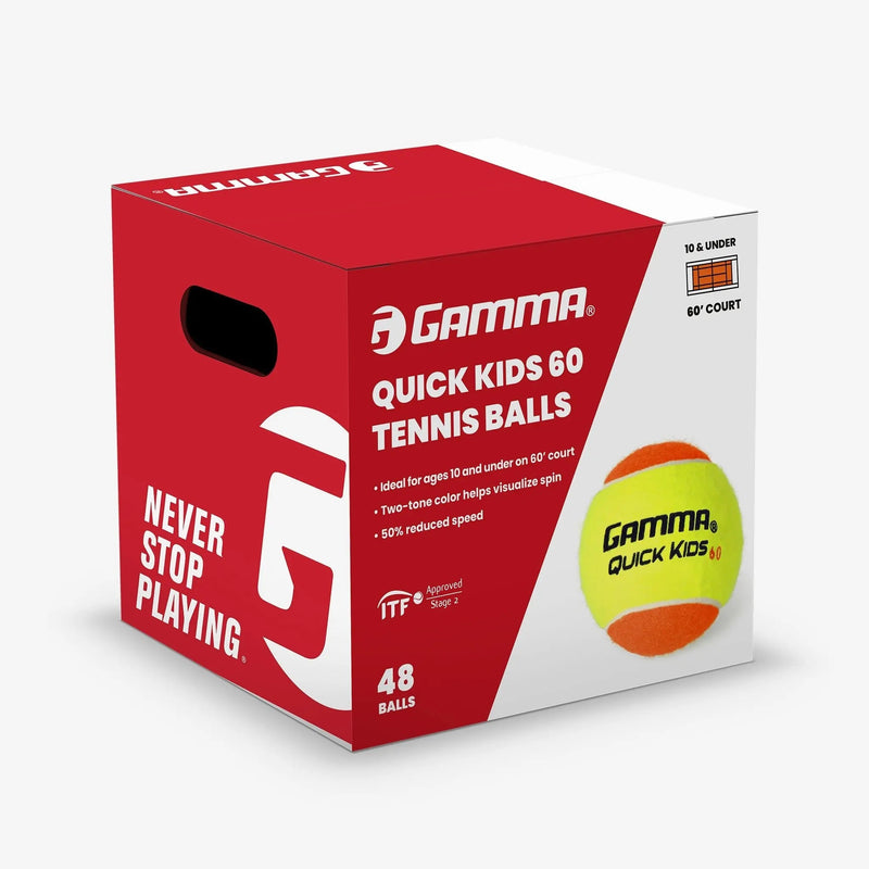 Youth training tennis ball designed for developing players, featuring a lower compression for slower bounce and improved control during practice.