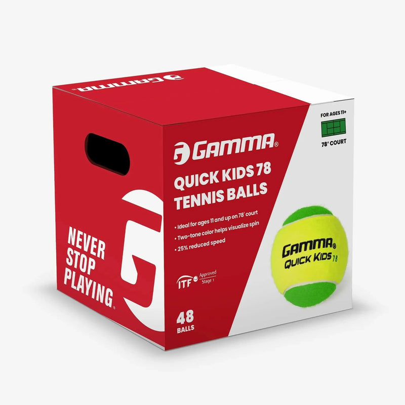 Youth training tennis ball designed for beginner players, featuring reduced compression for a slower bounce and easier control during practice.