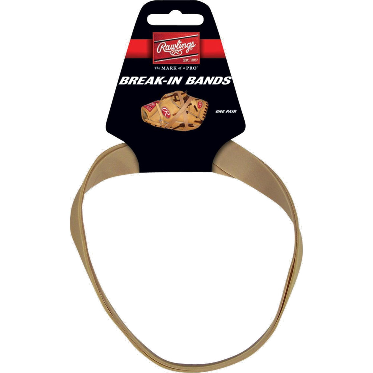 Pair of Rawlings jumbo rubber break-in bands designed to wrap around a baseball glove to help shape the pocket and speed up the break-in process. ⚾