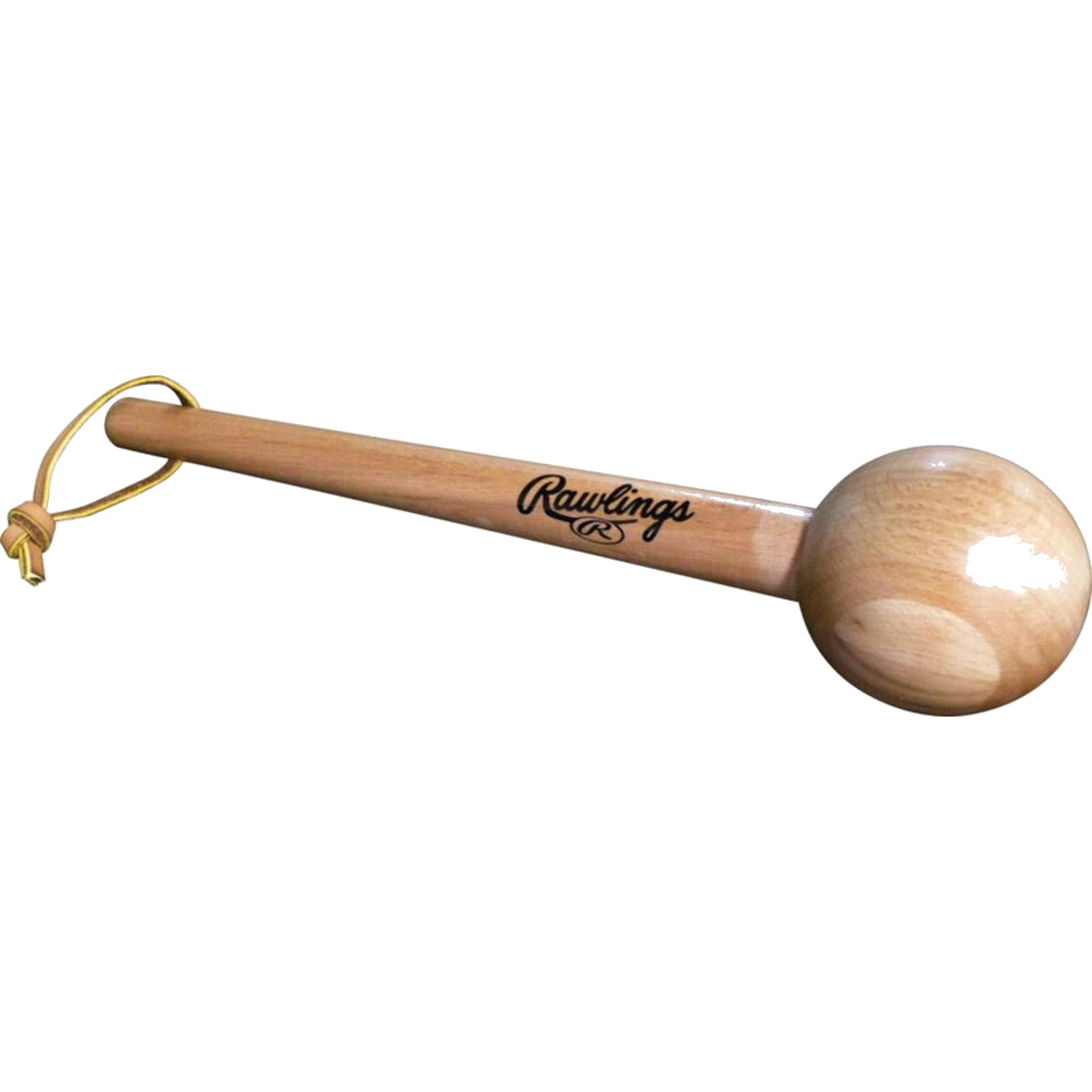 Rawlings wooden glove mallet training tool with a rounded head, designed to help break in and shape the pocket of a baseball or softball glove. ⚾