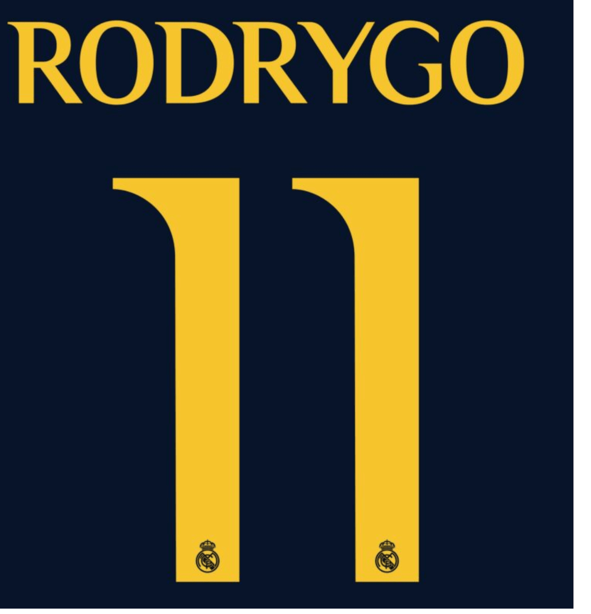 Real Madrid 2023/24 Away Rodrygo #11 Jersey Name Set