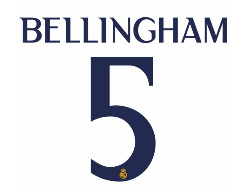 Real Madrid 2023/24 Home Bellingham #5 Jersey Name Set