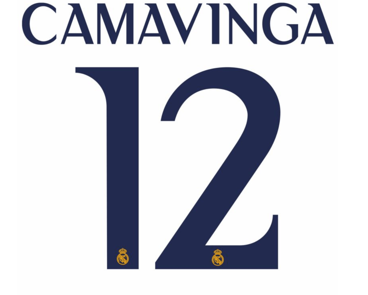 Real Madrid 2023/24 Home Camavinga #12 Jersey Name Set