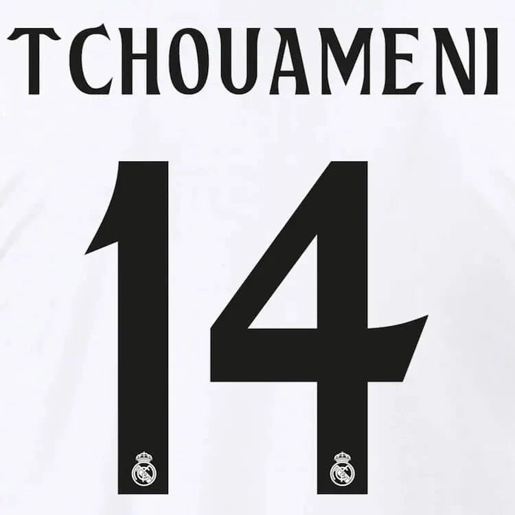 Real Madrid 2024/25 Home Tchouameni #14 Jersey Name Set