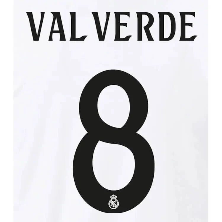 Real Madrid 2024/25 Home Valverde #8 Jersey Name Set