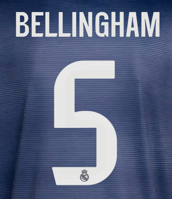 Real Madrid 2025/26 Away BELLINGHAM #5 Official Name Set
