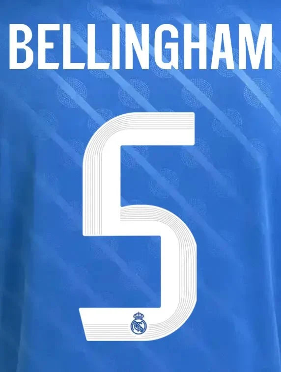 Real Madrid 2025/26 Third BELLINGHAM #5 Official Name Set (CL Version)