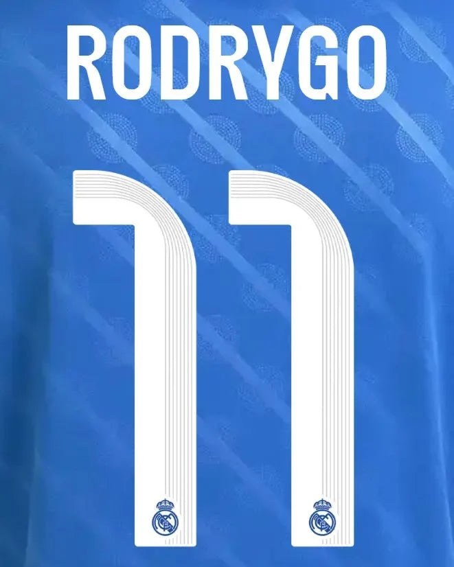 Real Madrid 2025/26 Third RODRYGO #11 Youth Official Name Set (CL Version)