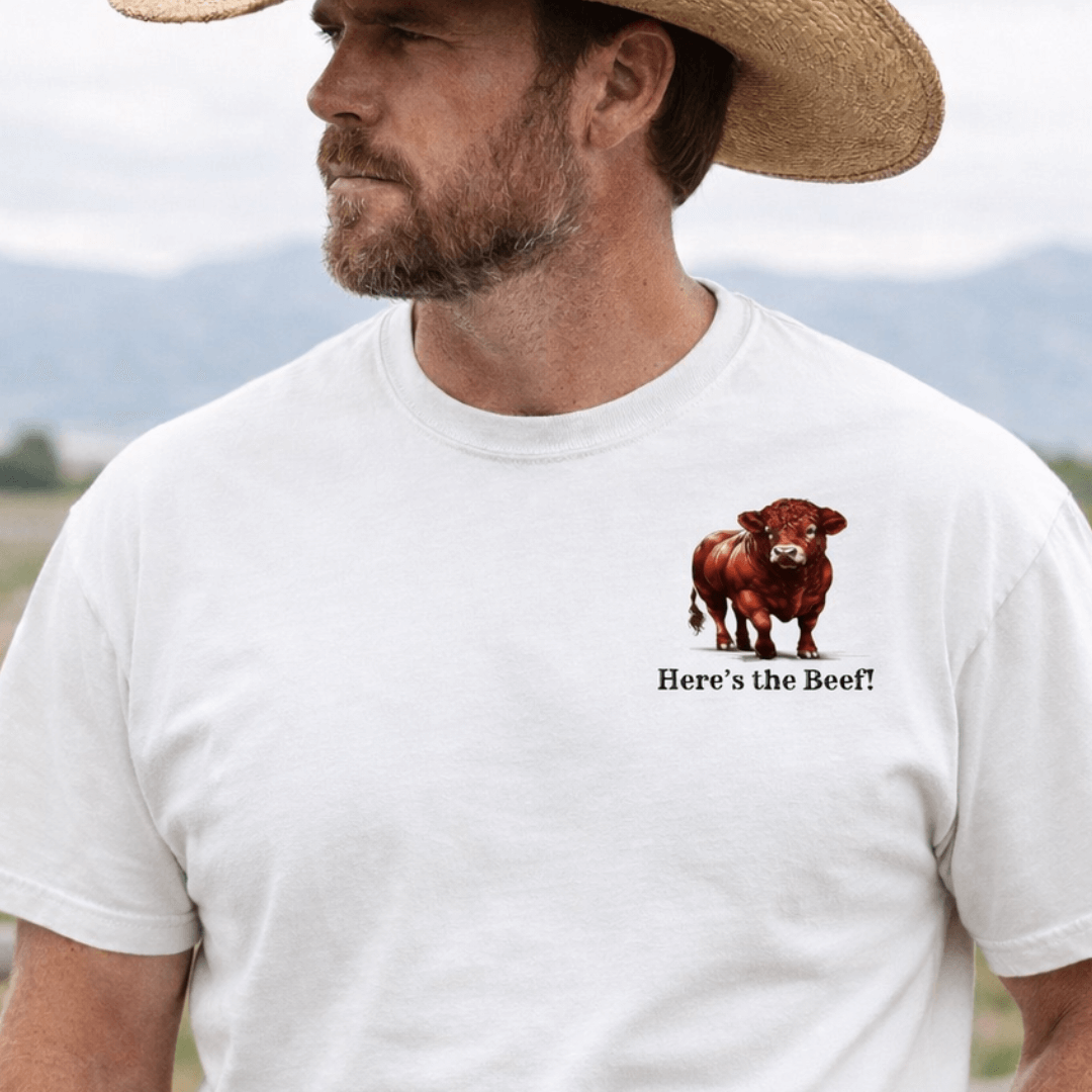 Red Angus Bull Beef T-Shirt for Ranchers, Western Apparel for Men