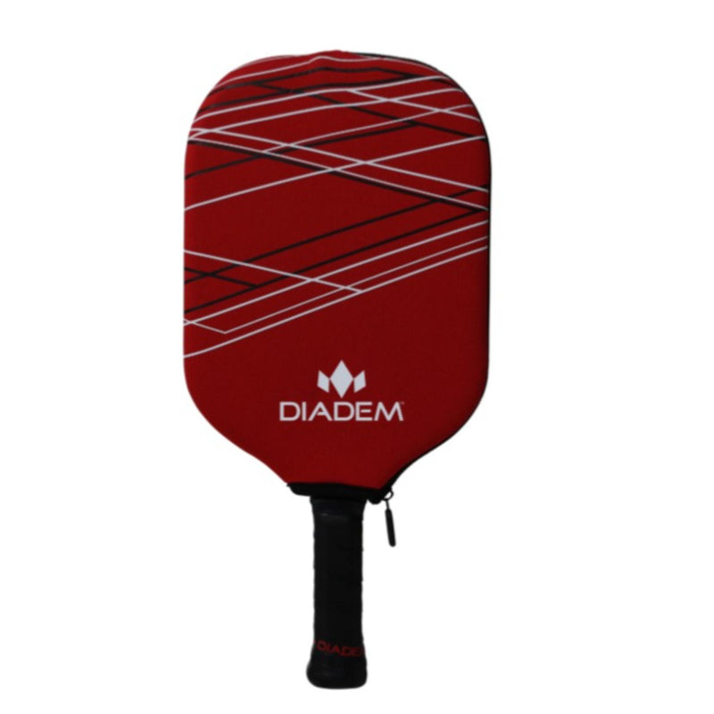 Diadem paddle cover with a zippered design and large front logo, shown fitted over a paddle with handle visible.