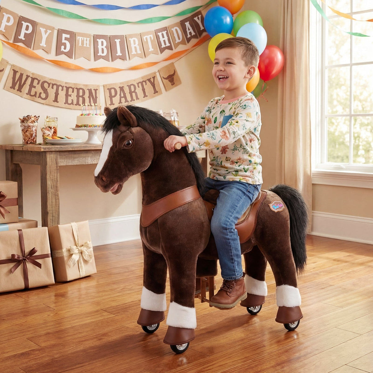 Model Y® Horse Ride-On Toy Age 4, 7, Chocolate Brown - View 3