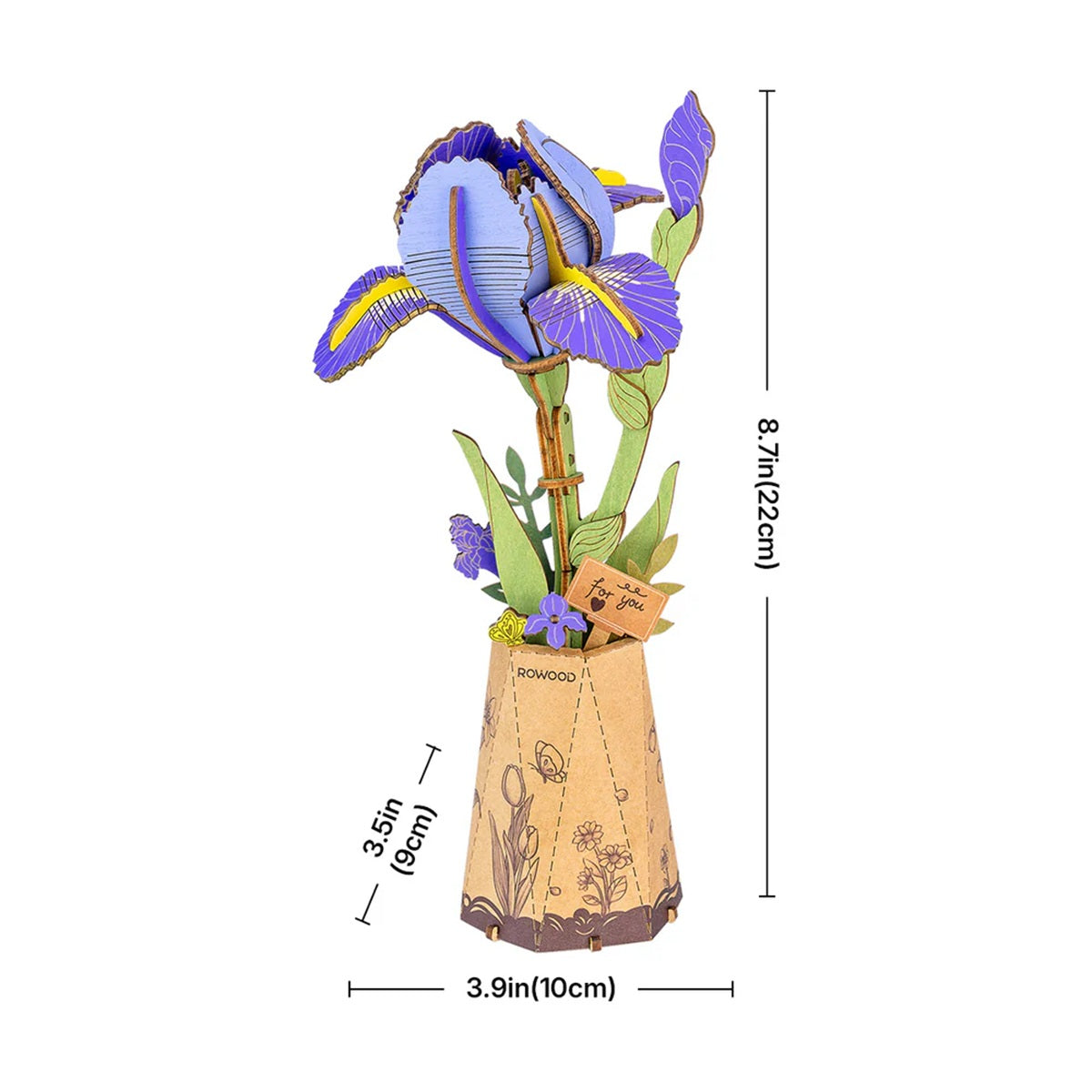 Purple Iris DIY Wooden Flower 3D Puzzle - View 5