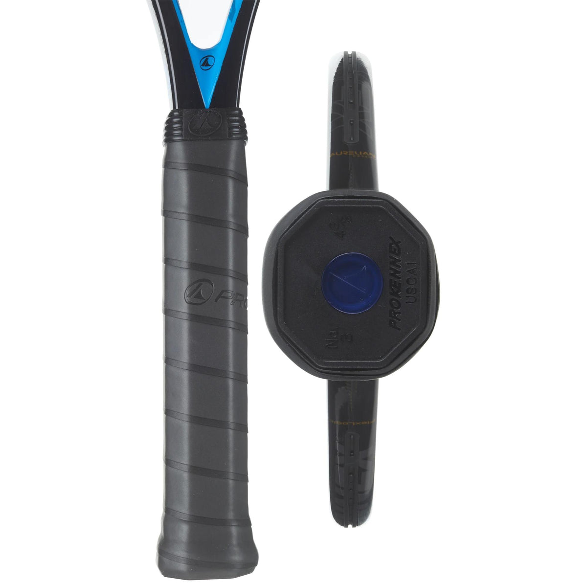 Tennis racket with a mid-plus head size, open string pattern, and cushioned grip designed for enhanced control, comfort, and power on the court.