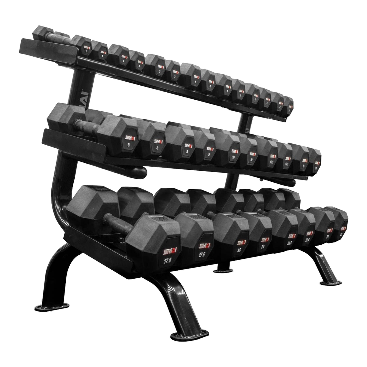 Rubber Hex Dumbbell Set 55lb-100lb (Pairs) with Storage Rack - Great Call Athletics