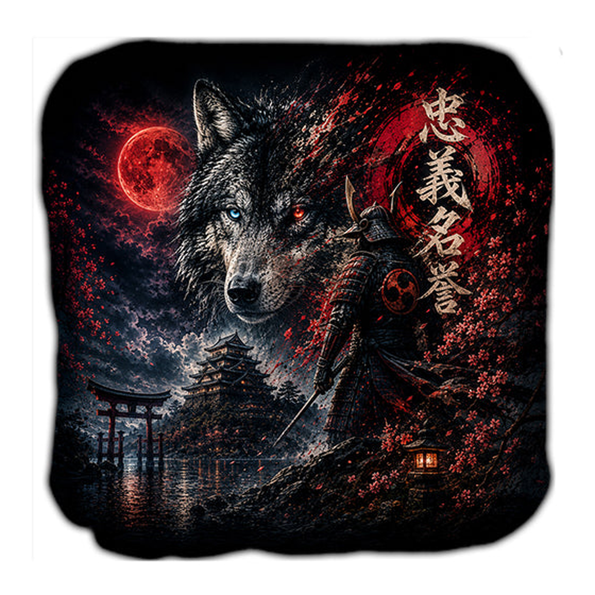 Samurai Wolf Cornhole Bags Set of 4 product photo