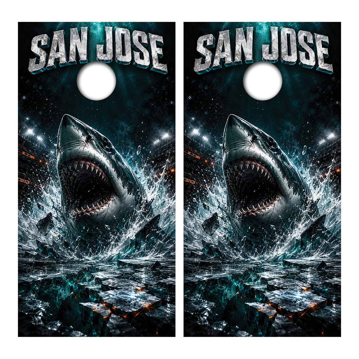 San Jose Sharks Inspired Cornhole Design - Corn5176 - Great Call Athletics