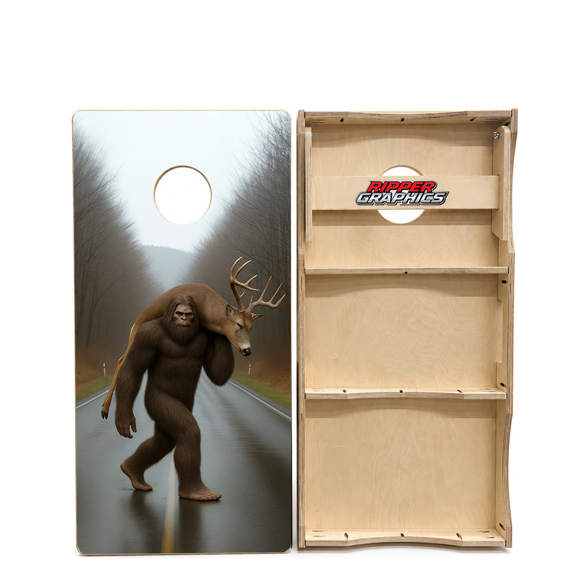 Sasquatch Big Foot Deer Cornhole Design product photo