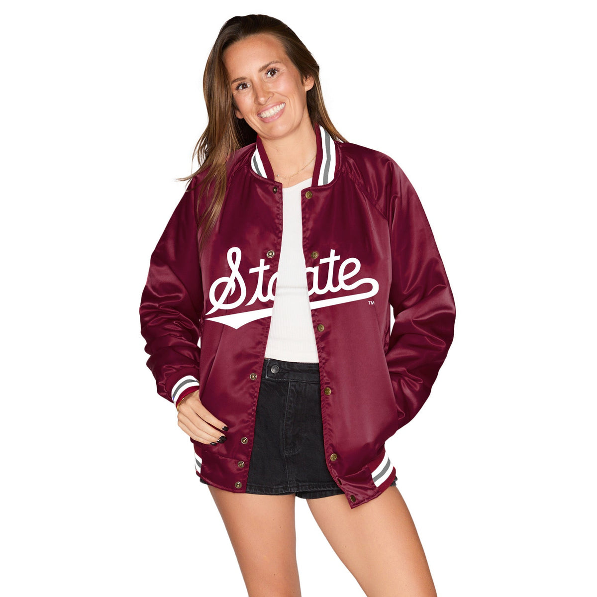 Mississippi State Satin Letterman Bomber Jacket