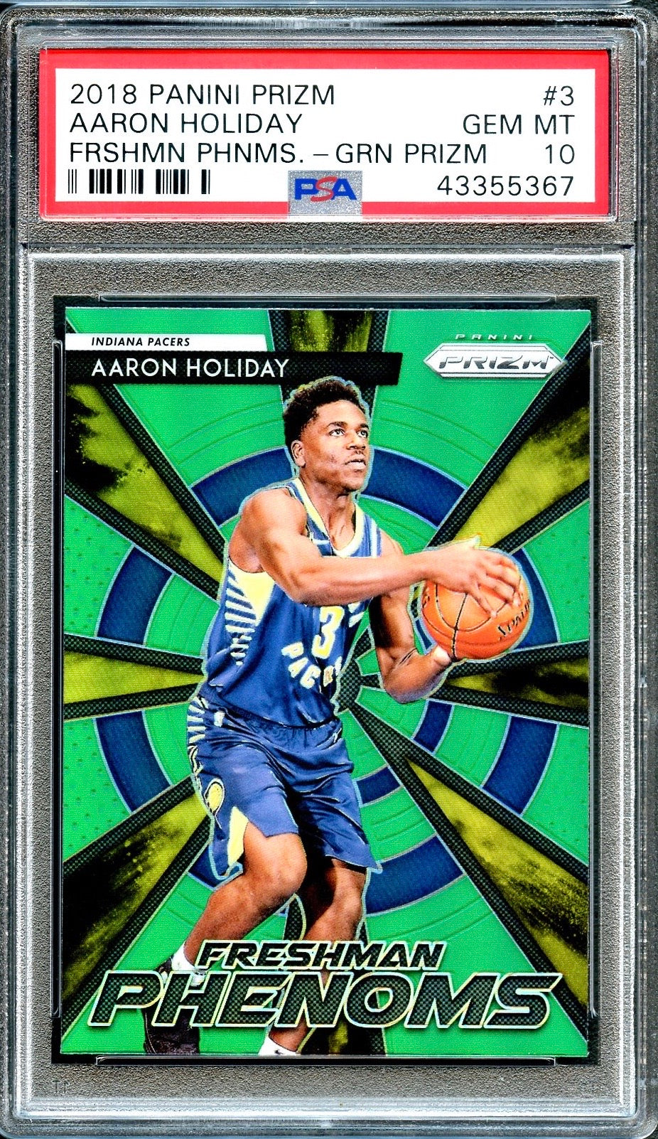 2018 Panini Prizm #3 Aaron Holiday Frshmn Phnms GRN Prizm PSA 10 Gem Mint