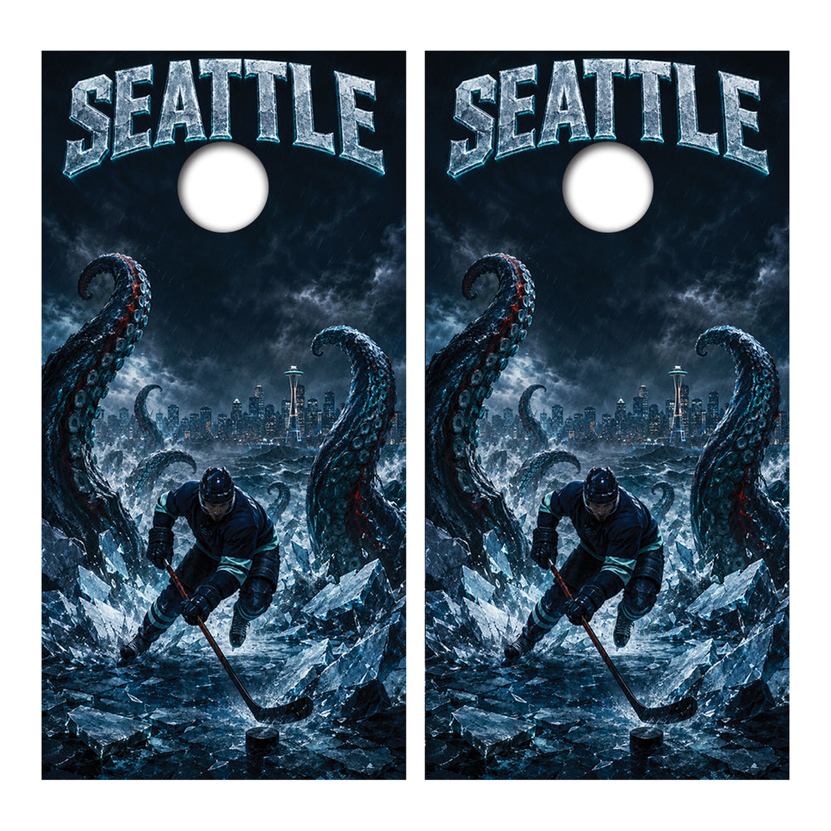 Seattle Kraken Inspired Cornhole Design - Corn5172 - Great Call Athletics