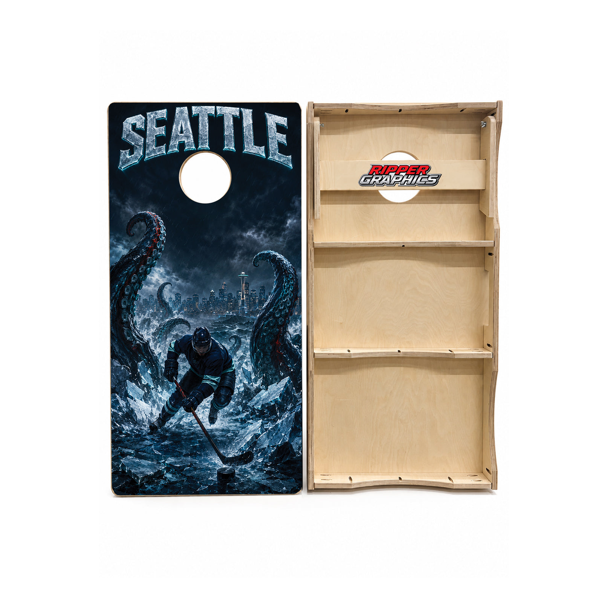 Seattle Kraken Inspired Cornhole Design - CH5172 - Great Call Athletics
