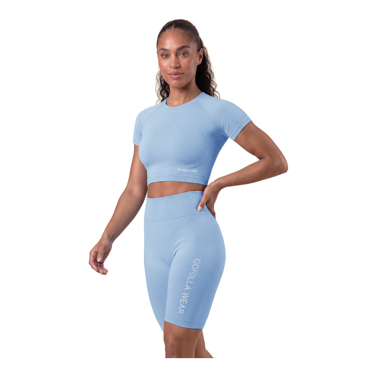 Selah Seamless Crop Top - Light Blue product photo