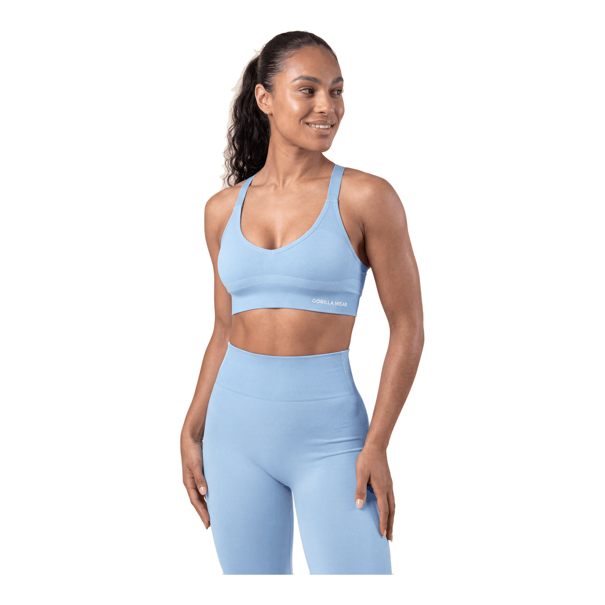 Selah Seamless Sports Bra - Light Blue product photo