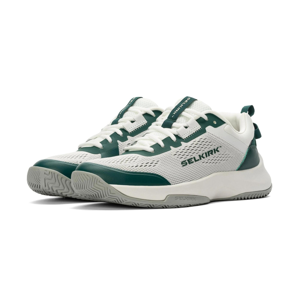 Selkirk Sport men’s CourtStrike pickleball shoes with lace-up closure, cushioned sole, and low-profile athletic design, shown as a pair.