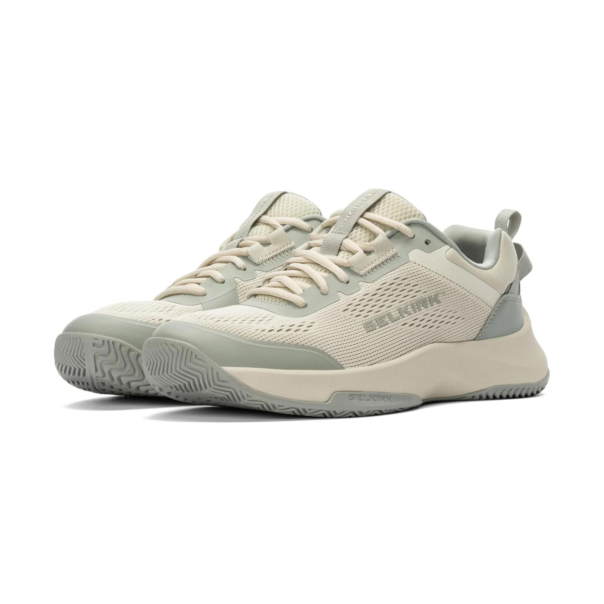 Selkirk Sport men’s CourtStrike pickleball shoes with lace-up closure, cushioned sole, and low-profile athletic design, shown as a pair.
